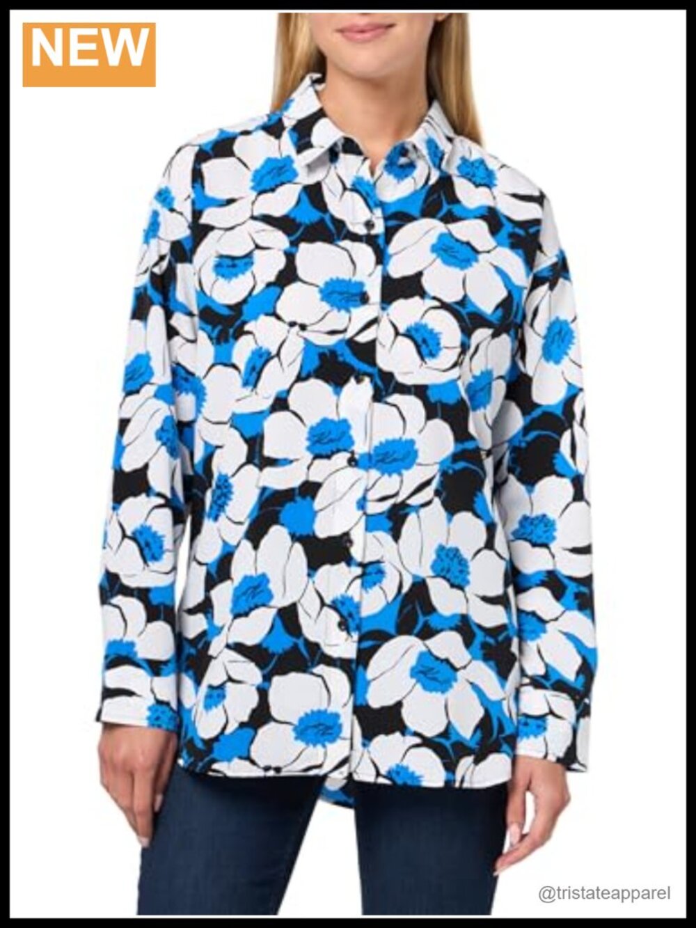 Women's Floral Whimsy Long Sleeve V-Neck Button Down Shirt 100% Polyester